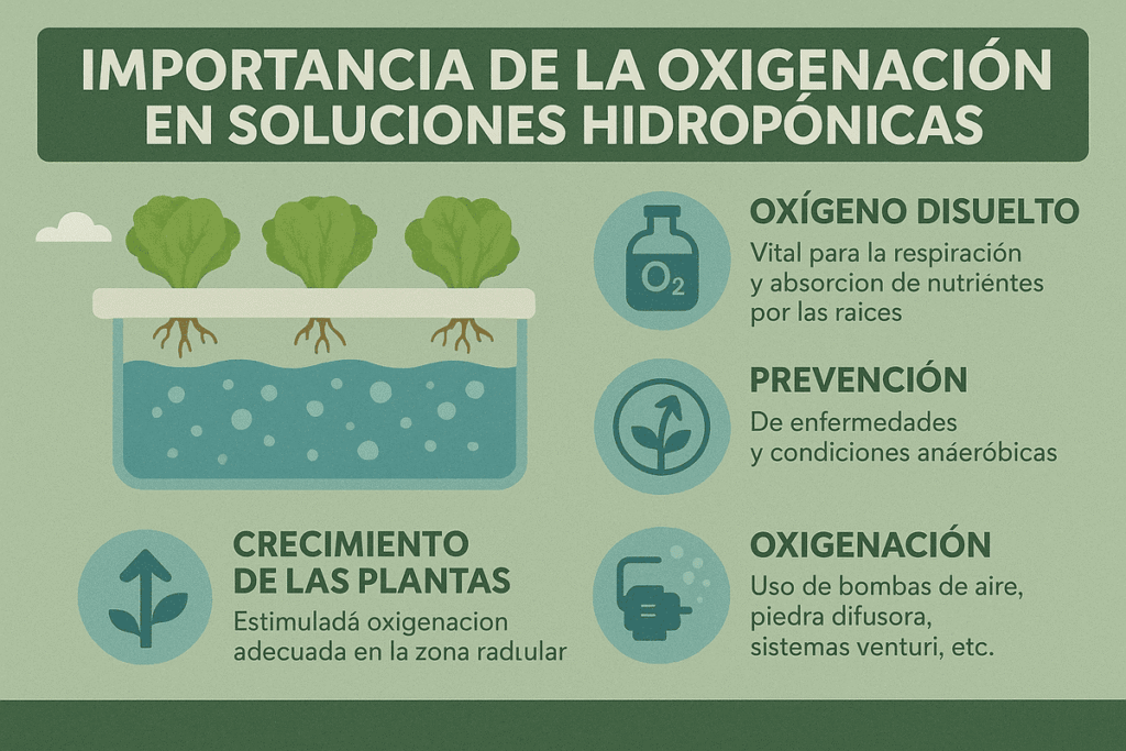 infografia oxigenacion en hidroponia